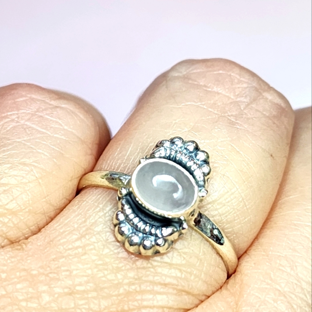 Moonstone Cabochon and Sterling Silver Ring